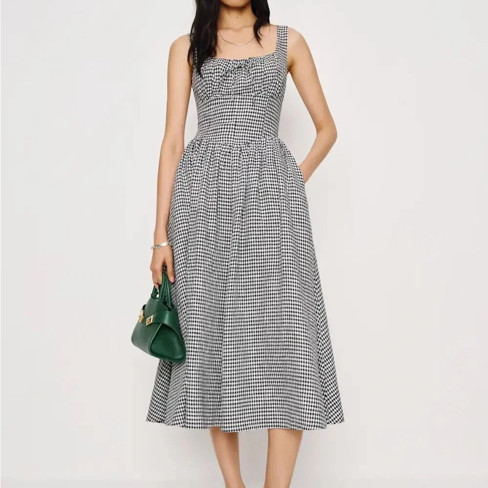 Reformation Balia Linen Dress Black and White Gingham XS / 0 - Picture 5 of 12